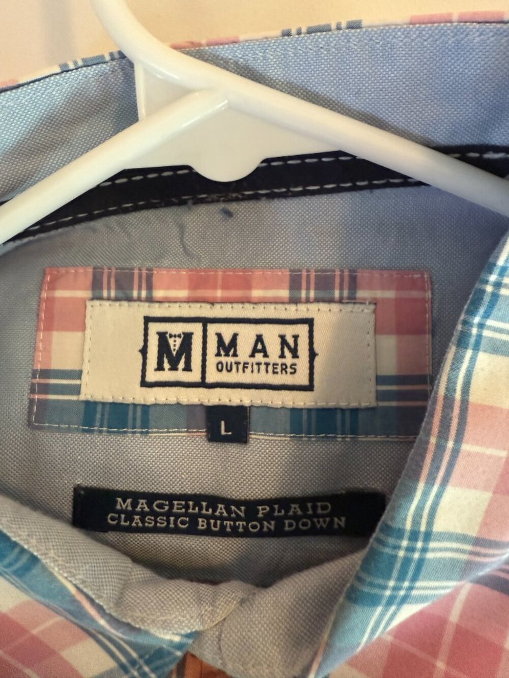 Man Outfitters Plaid Shirt Pink Coral | Men's Size L | Like New
